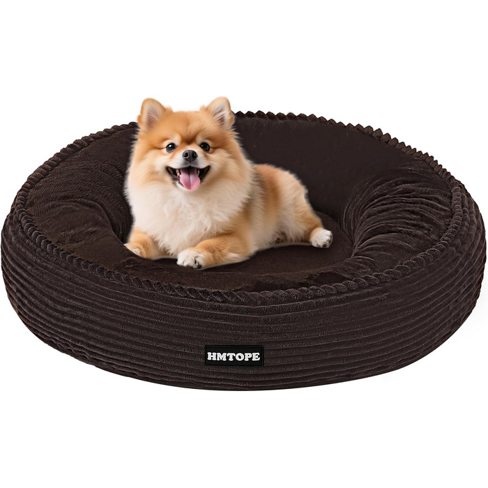 Кругле ліжко для собак середніх порід, котів. М'яке, зручне, знімний чохол, Ø 70 см (60x60x18 см), коричневе