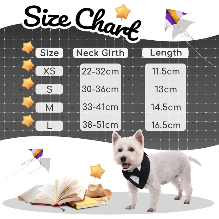 Нашийник для собак Kuoser, святковий аксесуар, бандана для великих собак, чорний колір, розмір L