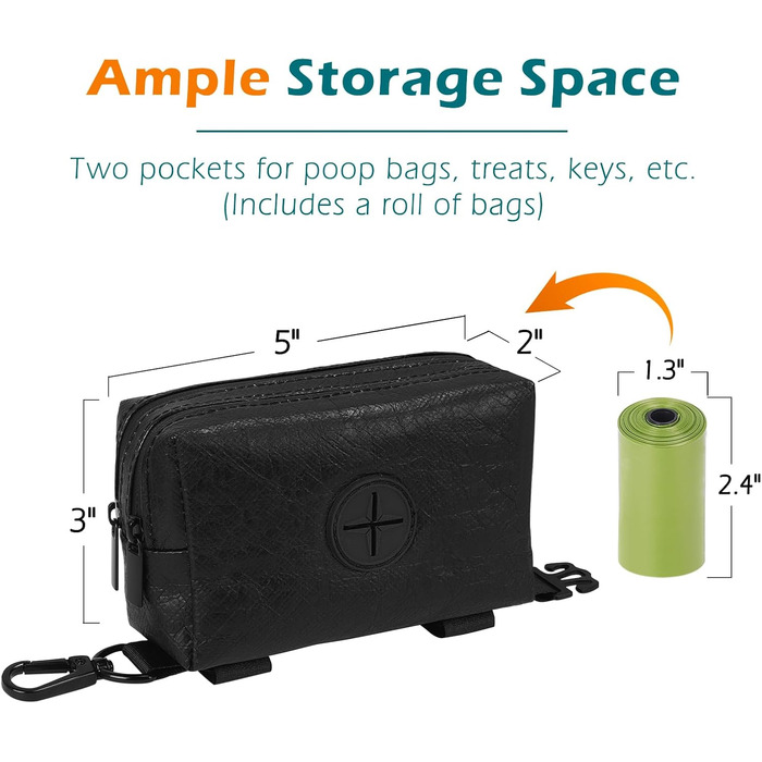 Диспенсер для збору відходів тварин PetBonus: водонепроникний диспенсер для собак з місткою кишенькою для ласощів та 15 пакетиків (зелений, чорний)