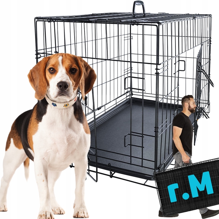 Клітка для середніх собак Oh!dog зі сталі з порошковим покриттям, 46 x 75 x 52 см