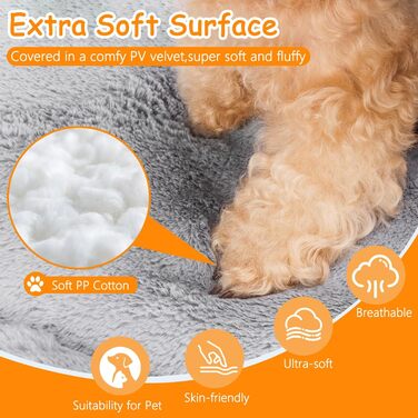 М'який килимок для собак, 70 x 93 см. Килимок для собак, лежанка, м'яка подушка з неслизьким дном для собак, котів, тварин. Розмір: L (Сірий)