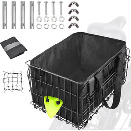 Знімний задній кошик для велосипеда, складний кошик на багажник, великий кошик для велосипеда, шкільний рюкзак, E-Bike, кошик для собак, сірий