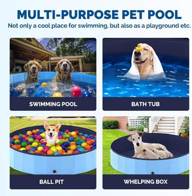 Надувний басейн для собак та котів, 60x20 см, PVC, портативний, блакитний