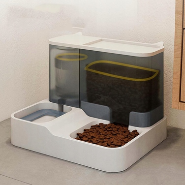 Автоматичний годувальник та поїлка для тварин, великий контейнер 2,8 л + 1 л, сірий