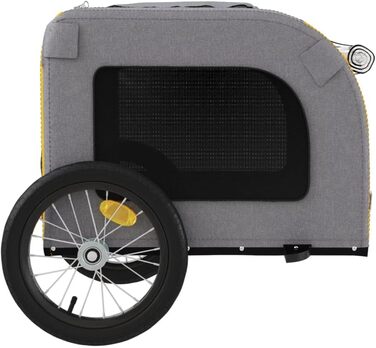 Фаркоп-причіп для собак Tidyard, 45 кг, Oxford-Gewebe, з прапором та відбивачами, жовто-сірий