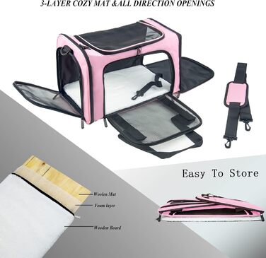 Переносна сумка-переноска для котів та собак, велика, рожева