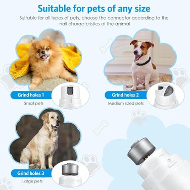 Електричний шліфувальник для нігтів собак Brifit, тихий, для собак, котів та інших домашніх тварин, білий - сріблястий