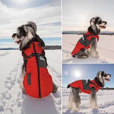 Зимовий одяг для собак, теплий нашийник, одяг для цуценят, куртка для собак, світловідбиваючий нашийник для маленьких та середніх собак, блакитний (M, червоний)