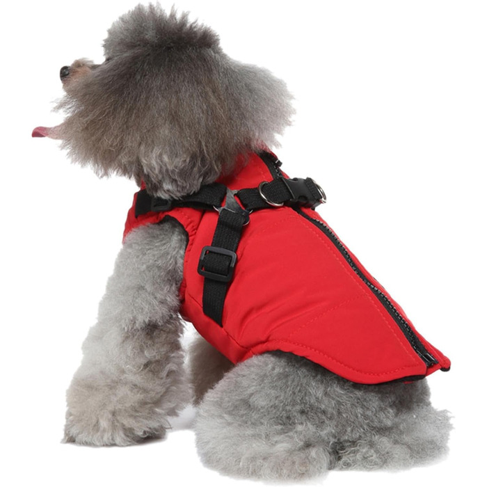 Теплий зимовий одяг для собак: тепла куртка з блискавкою, зимовий одяг для цуценят, маленьких, середніх та великих собак (червоний, 2XL)
