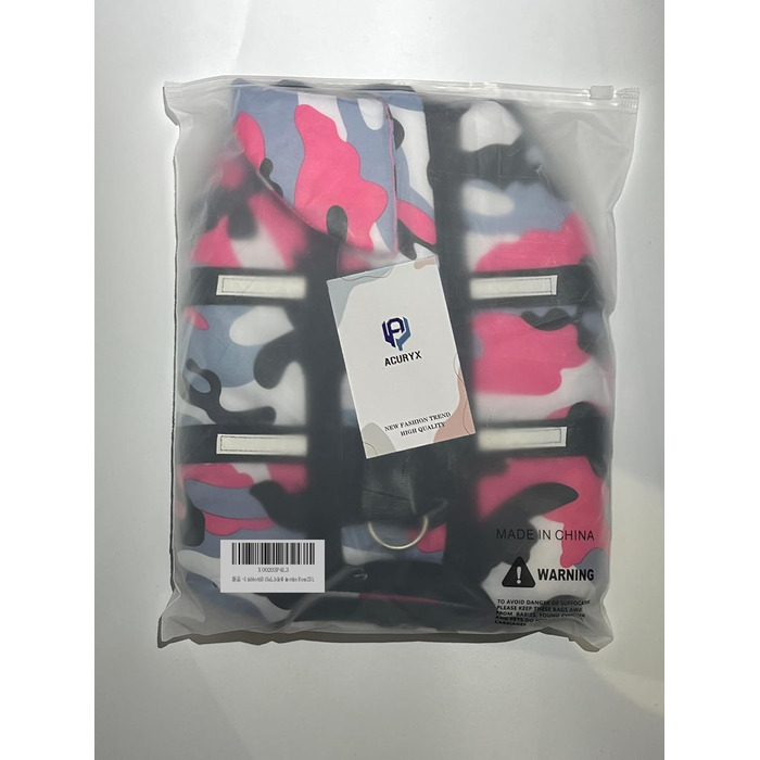 Рятувальний жилет для собак Schwiweste Hunde Hai, легкий та безпечний для водних видів спорту, з ручкою та світловідбиваючими елементами для малих, середніх та великих собак, сірий (XXL, камуфляж-рожевий)