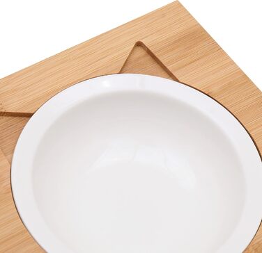 Ергономічна годівниця для котів Limmby з кераміки та бамбукового каркасу | Підвищена годівниця з об'ємом 250 мл