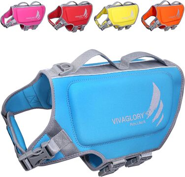 Жилет рятувальний для собак VIVAGLORY, великий розмір XL, блакитний, для плавання та катання на човні