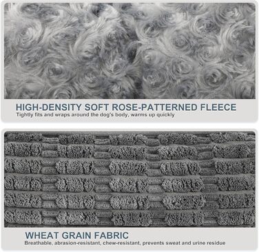 Велике собаче ліжко з неслизьким дном, кошик для собак/диван для домашніх тварин з тканини корд, піднятий борт, для лабрадора, німецької вівчарки, 89x64x23 см, сірий колір