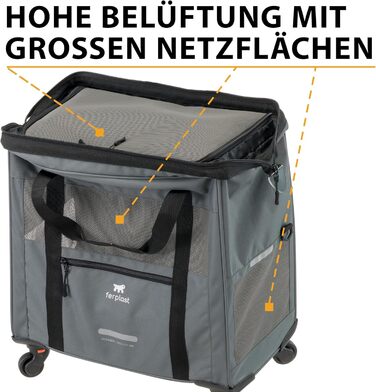 Транспортна переноска для собак та котів Ferplast Voyager Trolley, біла, з висувним ручками та колесами, до 15 кг, 46x26x48 см