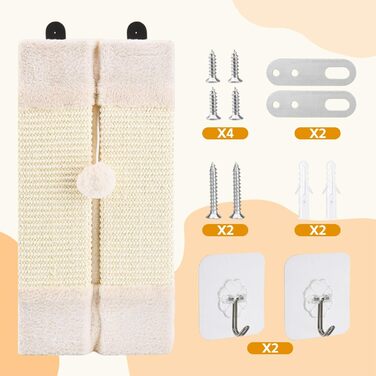 Котячий куточок для дряпання 2 шт. з м'ячиком, захист від дряпання стін та меблів, якісний сизаль