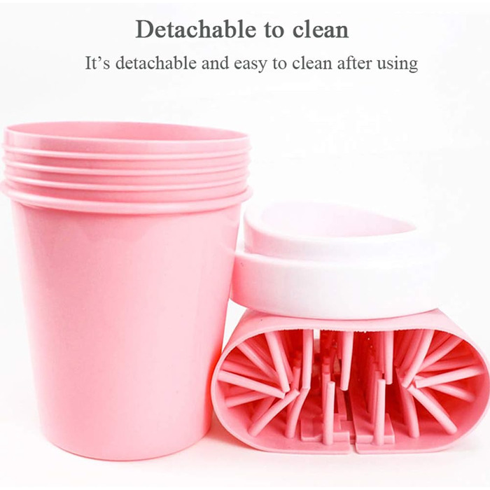 Очисник лап для собак та котів: мийка лап з м'якою силіконовою щіткою, рожевого кольору