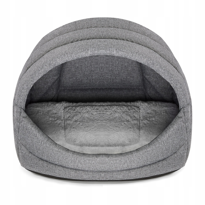 Лежак-будиночок для собак та котів, розмір L, колір бежевий + хутряна підстилка