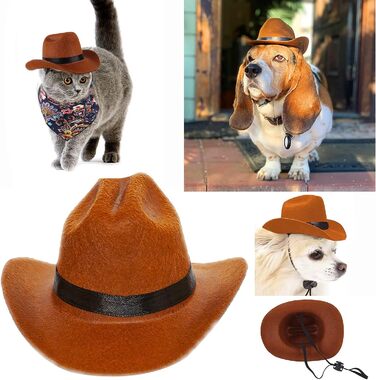 Костюм ковбоя для котів та собак (2 шт.) з капелюхом та банданою, для вечірок, косплею та щоденного використання