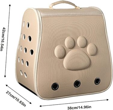 Сумка-переноска для тварин: дихаюча переноска для котів та собак | Легка, легко очищувана, міцна (Хакі)