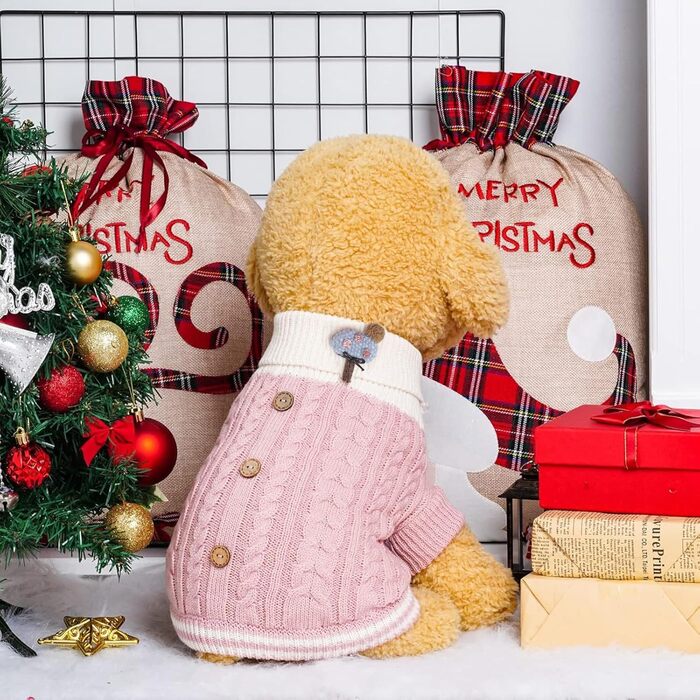 Пуловер для собак з коміром-горловиною, теплий зимовий одяг для собак та кошенят, теплий одяг для собак середнього розміру (Medium)