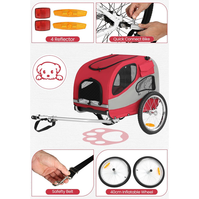 Фарм-причіп для собак SEPNINE® - складаний, до 30 кг, з підсумком та рефлекторами