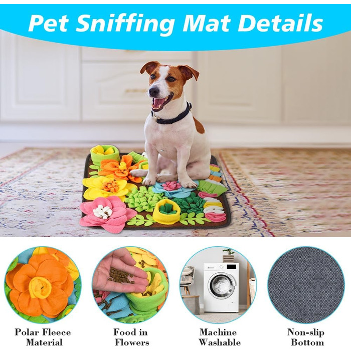 Килимок для собак з пошуком корму, інтерактивна іграшка-килимок для собак, килимок для дресирування цуценят, іграшка-шукач корму, 50x50 см (39x39 см, коричневий)