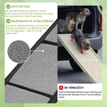 Рампа для собак, складана, 170x44 см – алюмінієва рампа з антиковзким покриттям, до 80 кг, для SUV, легкових авто, автодому