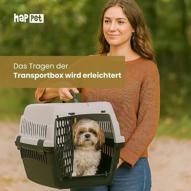 Транспортний бокс для котів та собак ABBA M сірий 56x37x37 см – міцний, добре провітрюваний, пластиковий бокс для подорожей