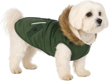 Зимовий теплий накидка для собак Flamingo Kimo – зелений, XXS (30 см), водонепроникний, флісова підкладка, капюшон, липучка, отвір для шлейки