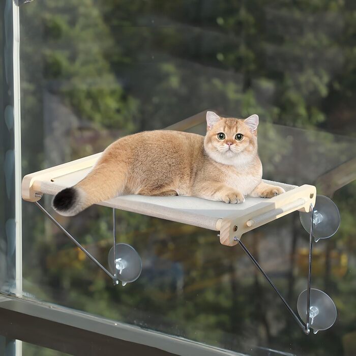Ліжко-гамак для котів на вікно, платформа-поличка, місткість до 18 кг, ідеально для сну, ігор та відпочинку, металева кріпильна конструкція