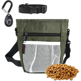 Сумка для ласощів для собак з магнітною застібкою, сумка для тренування тварин, велика сумка для ласощів та клікер для собак, сумка для тренування з інтегрованим зеленим кольором