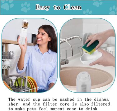 Водяна пляшка для собак на ходу, 600мл + 100мл корму, 5 шт. | Переносна пляшка для собак, поїлка для собак у подорожах