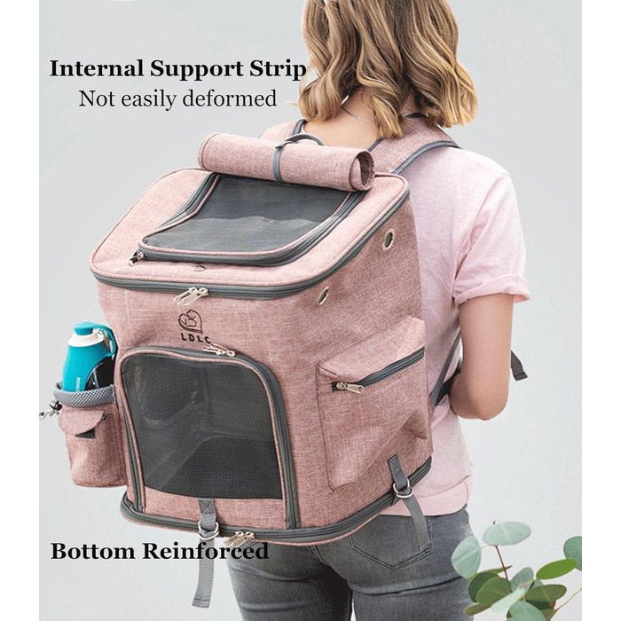 Рюкзак-переноска для собак та котів з сіткою, високоякісна переноска для маленьких собак, котів, кроликів, 28x27x43 см (Сірий, M)