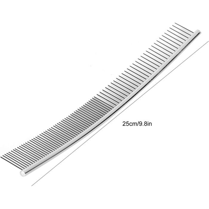 Гребінець для грумінгу собак з нержавіючої сталі, вигнутий носик, для видалення шерсті собак та котів (25 см)
