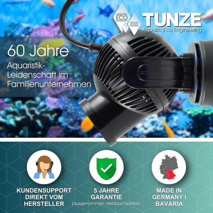 Пропелерна помпа TUNZE Turbelle Stream 6255 eco для морського акваріума, з магнітним кріпленням, тиха, регульована течія, для скла до 27 мм
