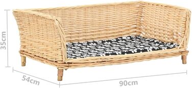 Корзина для собак VidaXL з подушкою, лежанка для тварин, корзина для домашніх улюбленців, місце для сну собаки, плетені корзини для собак, 50x33x30 см, натуральне дерево