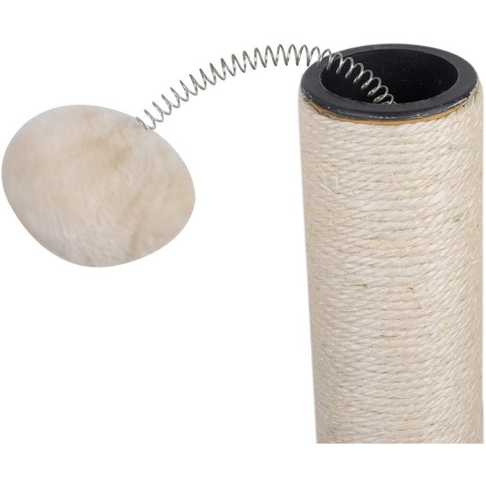 Дімáкa 66.0 см Кігтеточка для котів з сизалю, сіра, з м'ячиком на шнурку