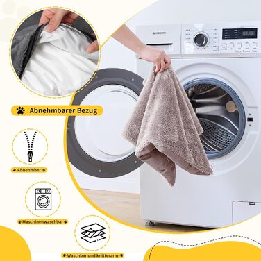 Ортопедичне ліжко для собак, маленьких та середніх порід, 52x41x16 см, м'яке та зручне, кошик для собак з високим бортиком, знімний та пральний чохол, неслизьке, для дому/автомобіля (Хакі, S)