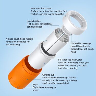 Автоматичний очищувач лап для собак - ABS, сірий, для малих та середніх порід
