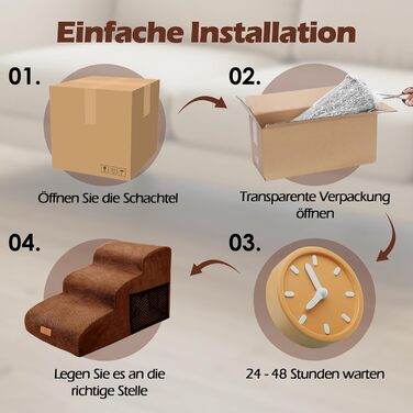 Сходинки для собак Eukue: 5 сходинок, складані, для маленьких та великих собак, з антиковзким покриттям, для ліжка/дивану (колір: коричневий)