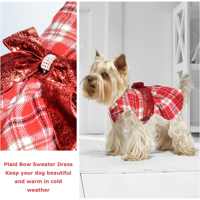 Теплий плед для собак: стильний зимовий плед з червоним візерунком для дрібних собак, цуценят, XS, 1.8-2.7 кг