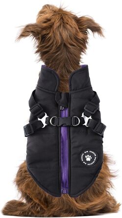 Чорний теплий зимовий одяг для собак XL: теплий жилет/манта з шлейкою, для цуценят, малих, середніх та великих собак