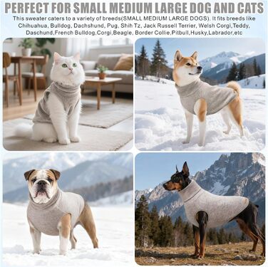 Пуловер для собак Mosucoirl: теплий, стильний, для маленьких, середніх та великих собак XS-4XL, бежевий