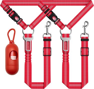 Набір безпечних ременів для собак Seyezo: 2 шт. (рожевий/червоний), регульовані, відбивачі, для кріплення до автокрісла