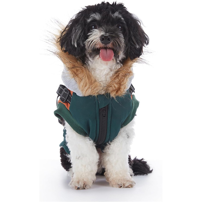 Зимовий теплий пуховик для собак з протекторними отворами, вітронепроникна куртка для холодної погоди, бавовна, костюм для цуценят, маленьких та середніх собак, розмір XL (2XL: обхват грудей 55 см, Стиль 6: зелено-коричневий)