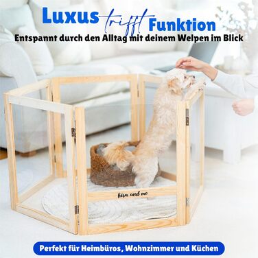 Кія для собак Емма, переносний вольєр для цуценят з масиву дерева та акрилового скла, 60 см, сучасний дизайн