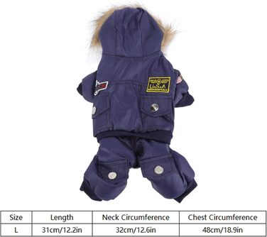 GLOGLOW Зимова куртка для собак, тепла куртка з капюшоном для маленьких собак (M), блакитна