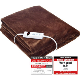 Електрична гріюча ковдра Promed з автовимкненням, миюча, 180x130 см, 10 температурних режимів, коричнева