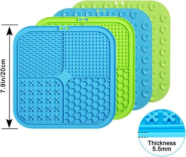 Килимок для собак та котів Leckmatte, 2 шт. з присосками + лопатка, повільний годівник, антиковзаюча поверхня, зменшує нудьгу та тривогу, для корму, ласощів, йогурту, арахісової пасти, 20x20 см