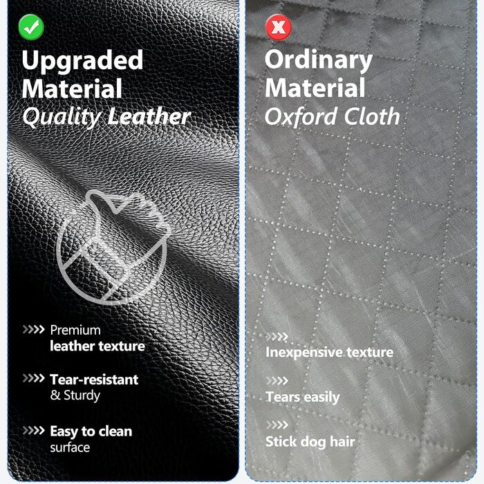 Захисний чохол на сидіння заднього ряду для собак XL, чорний, з PU-шкіри та жорсткою основою, для вантажівок та позашляховиків